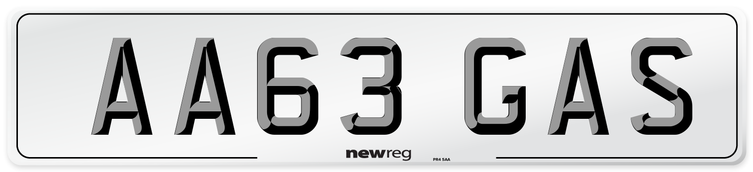 AA63 GAS Number Plate from New Reg